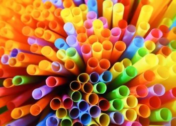 Beautiful of colorful striped drinking straw abstact background.