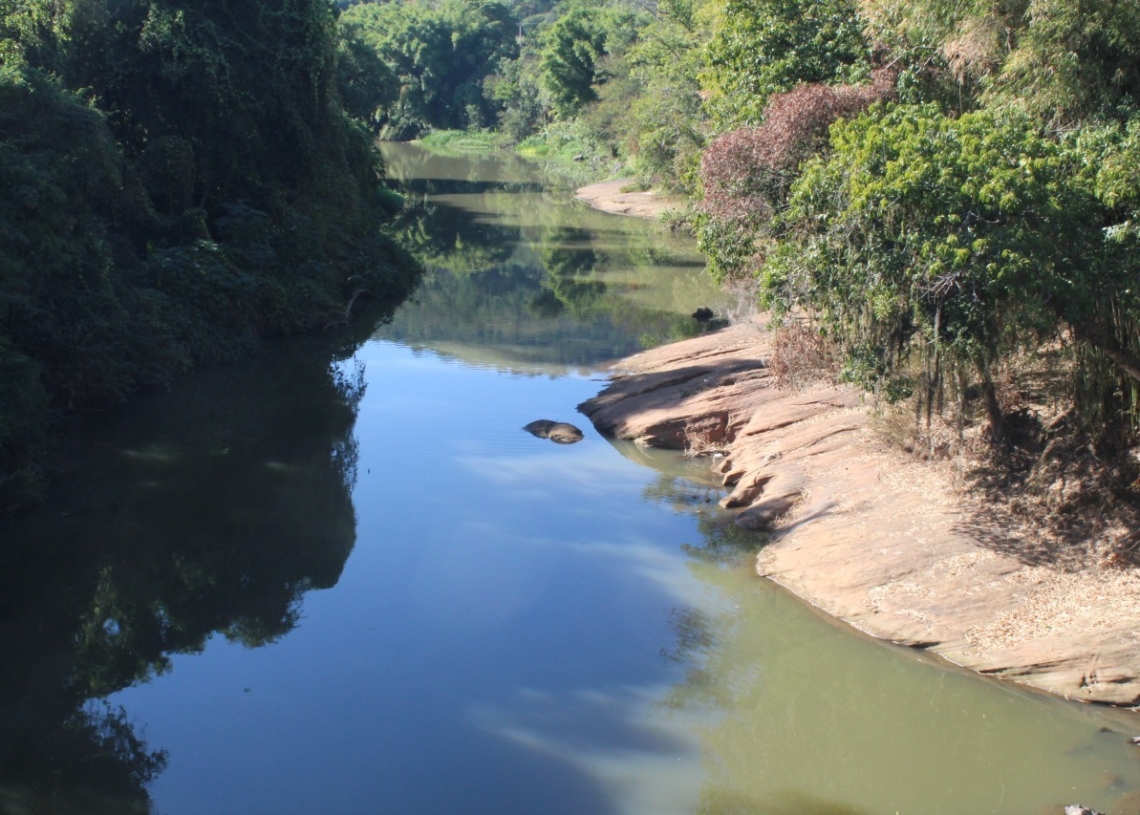 Baixo nível do Rio Paranhana chama  atenção em Igrejinha. Fotos: Matheus
de Oliveira