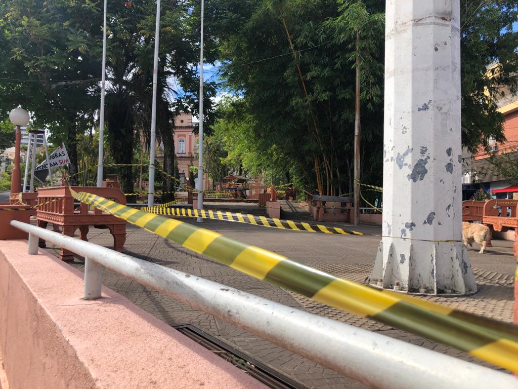 Praças públicas foram isoladas pela Prefeitura de Taquara Foto: Lilian Moraes/Grupo Repercussão