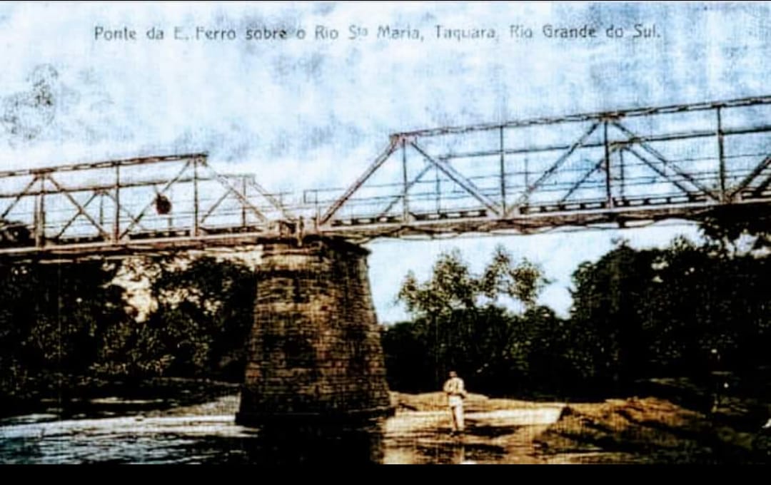Ponte férrea, que ligava Taquara e Parobé, sobre o Rio Santa Maria Foto: Junior Teixeira/Arquivo