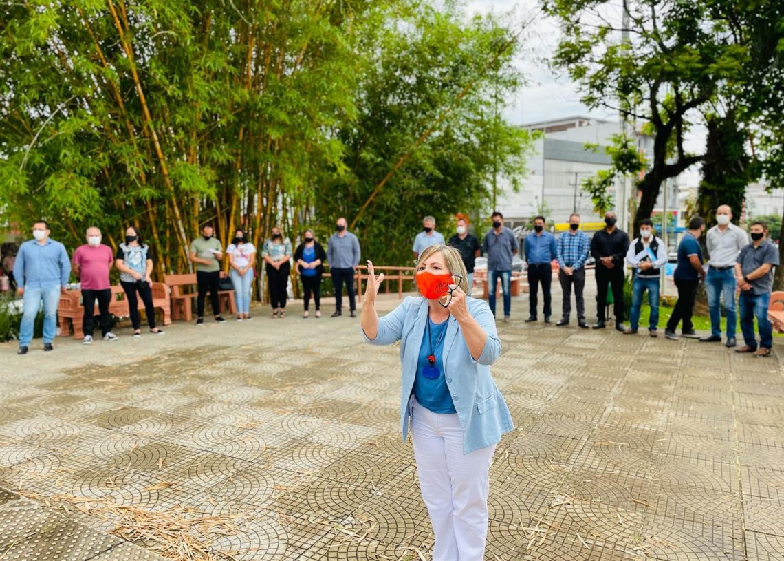 Prefeita Sirlei Silveira discursou durante a abertura do mês de prevenção ao câncer de próstata Cris Vargas/Prefeitura de Taquara
