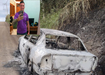 Carro de Lucas foi incendiado em Parobé (Foto: Brigada Militar)